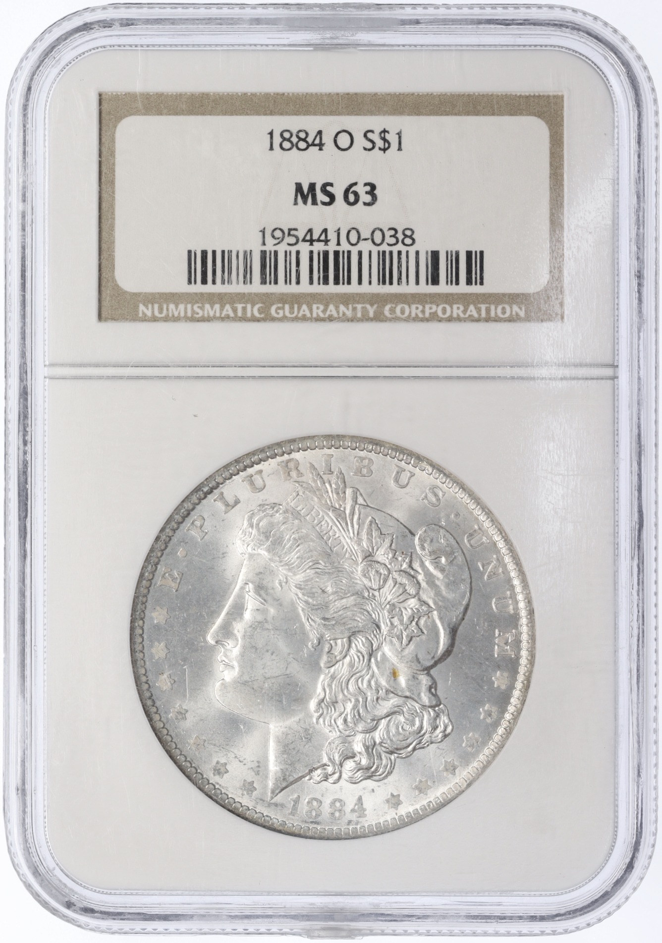 1 доллар 1884 года О США «Доллар Моргана» в слабе NGC (MS63) — Фото №3