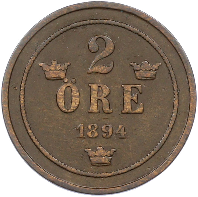 2 эре 1894 года Швеция — Фото №1