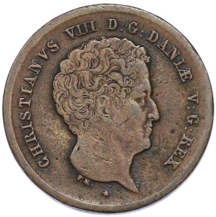 1 скиллинг 1842 года Дания — Фото №2