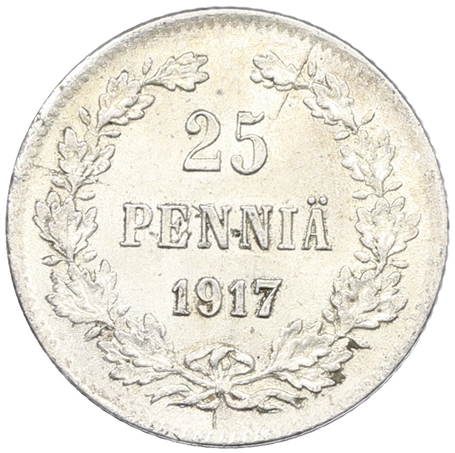 25 пенни 1917 года Русская Финляндия (Орел с коронами) — Фото №1