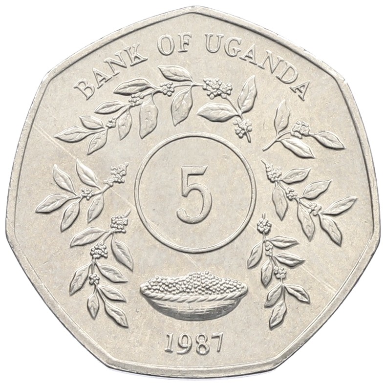 5 шиллингов 1987 года Уганда — Фото №1