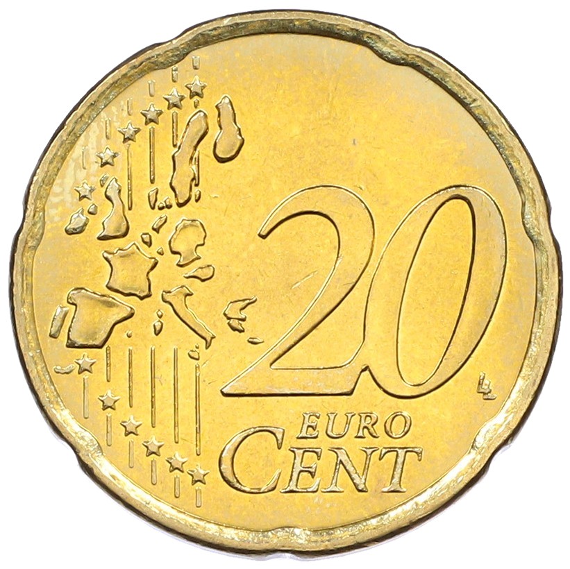 20 евроцентов 2002 года Италия — Фото №2