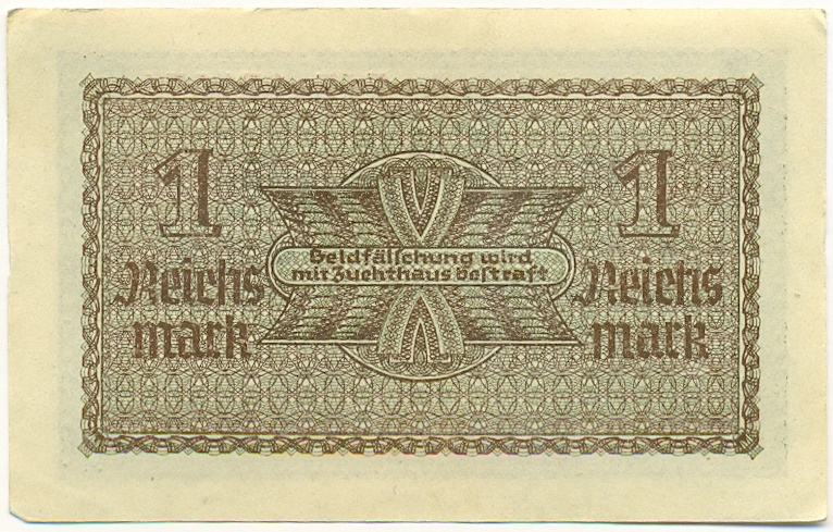 1 рейхсмарка 1939 года Германия (Для оккупированных территорий) — Фото №2