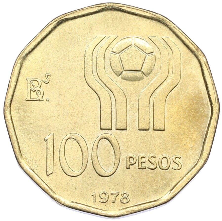 100 песо 1978 года Аргентина «Чемпионат мира по футболу 1978 в Аргентине» — Фото №2