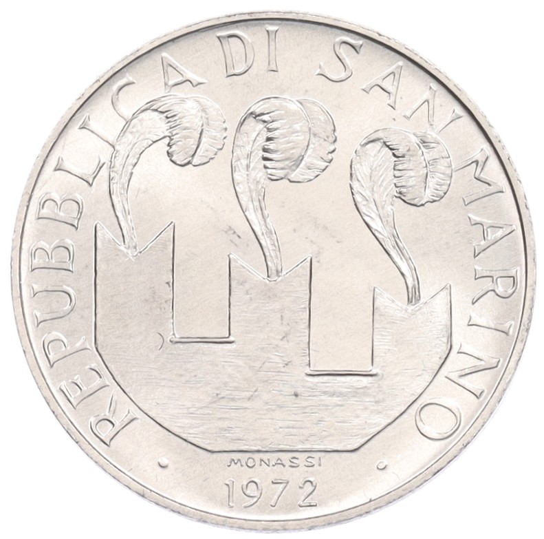 10 лир 1972 года Сан-Марино — Фото №2