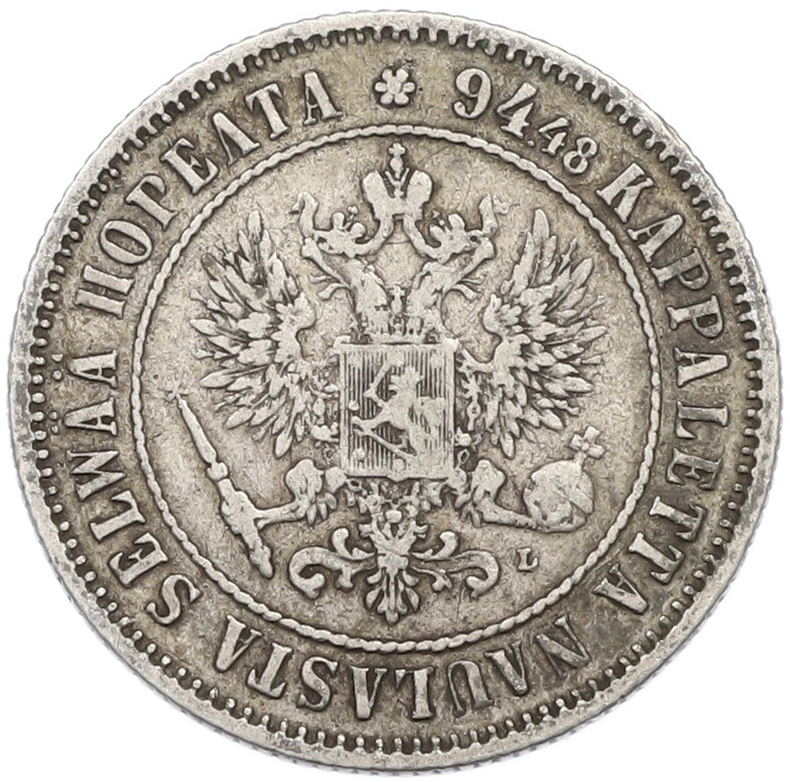 1 марка 1893 года Русская Финляндия — Фото №2