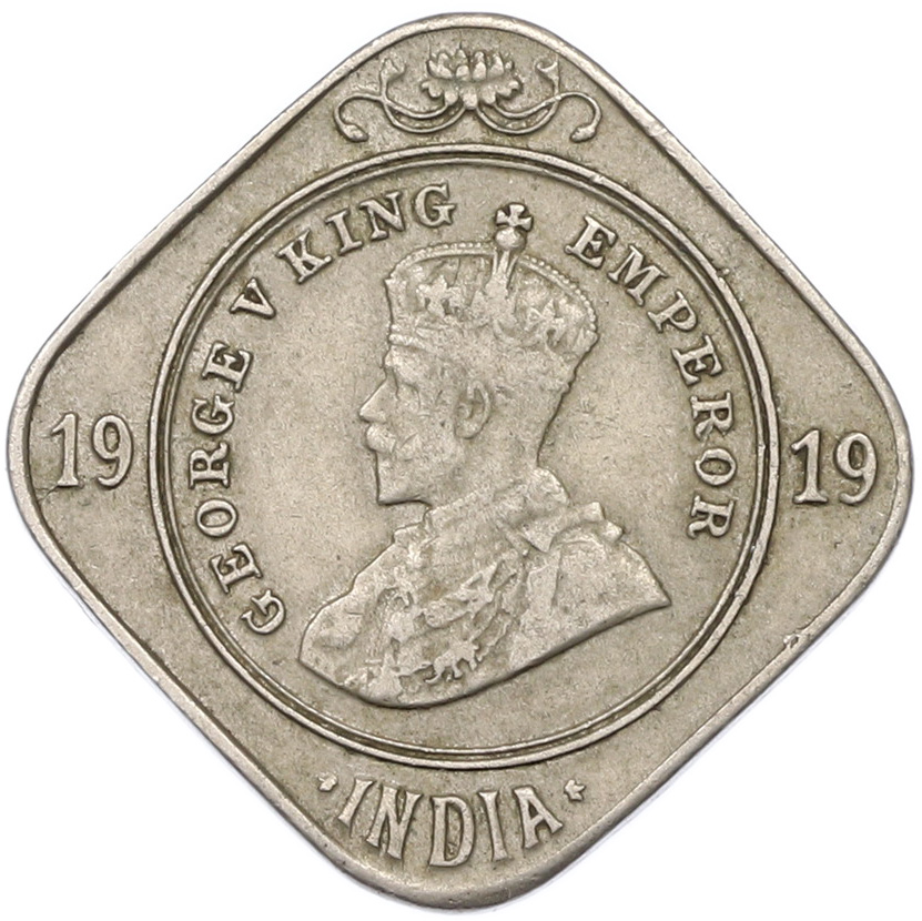 2 анны 1919 года Британская Индия — Фото №1