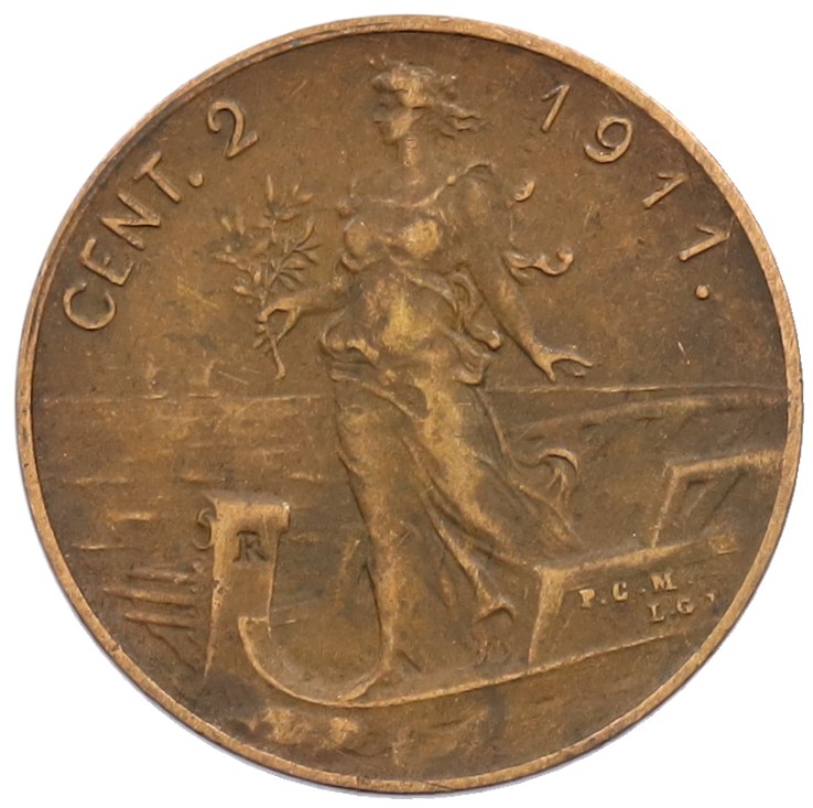 2 чентезимо 1911 года Италия — Фото №1
