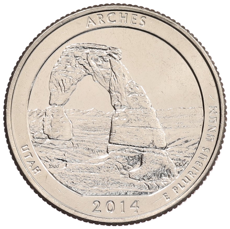 1/4 доллара (25 центов) 2014 года D США «Национальные парки — №23 Национальный парк Арки» — Фото №1