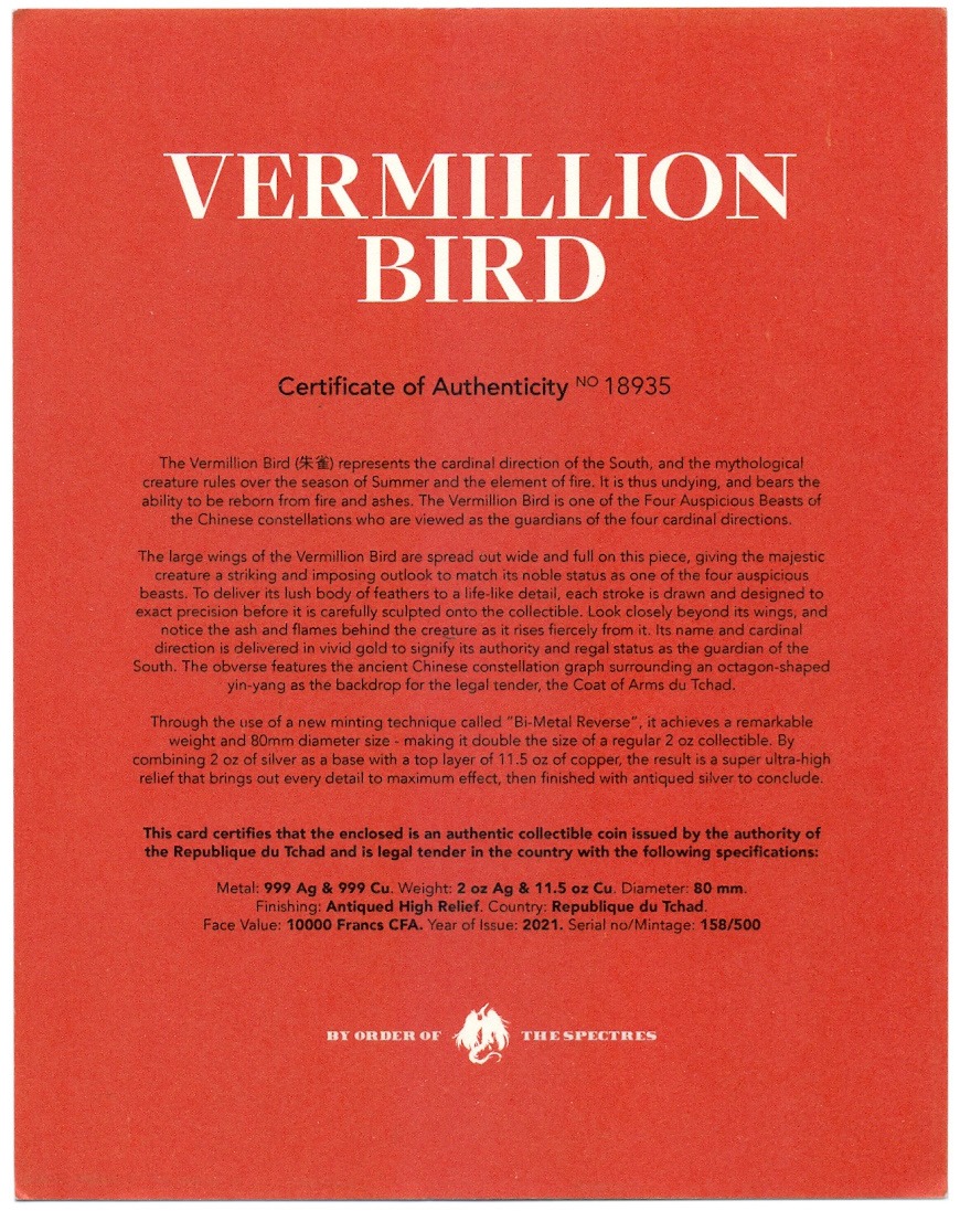 10000 франков 2021 года Чад «Алая птица» — Фото №3