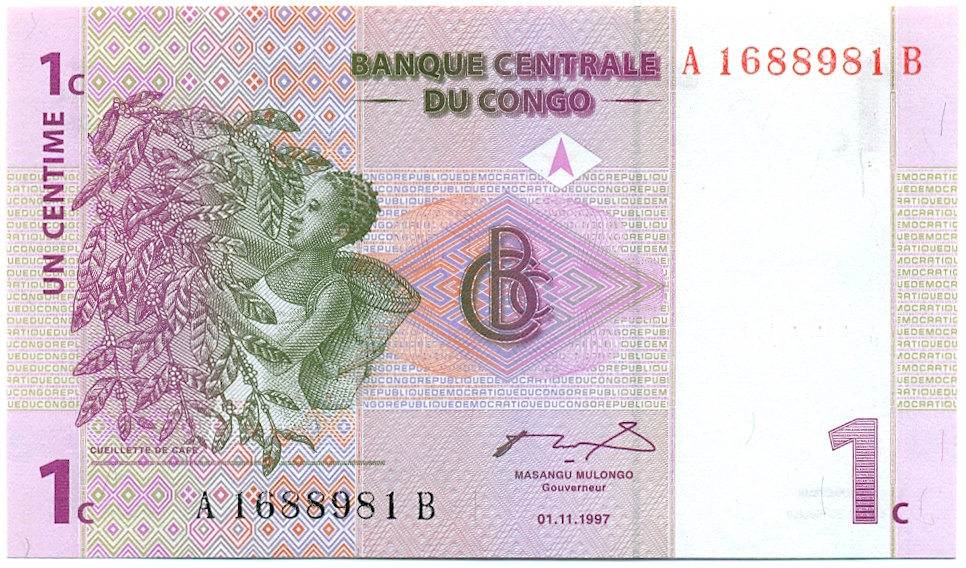 1 сантим 1997 года Конго (ДРК) — Фото №1