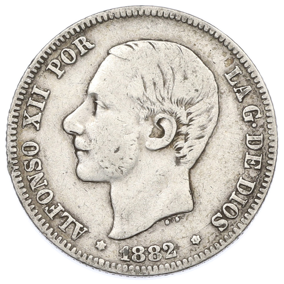 2 песеты 1882 года Испания — Фото №1