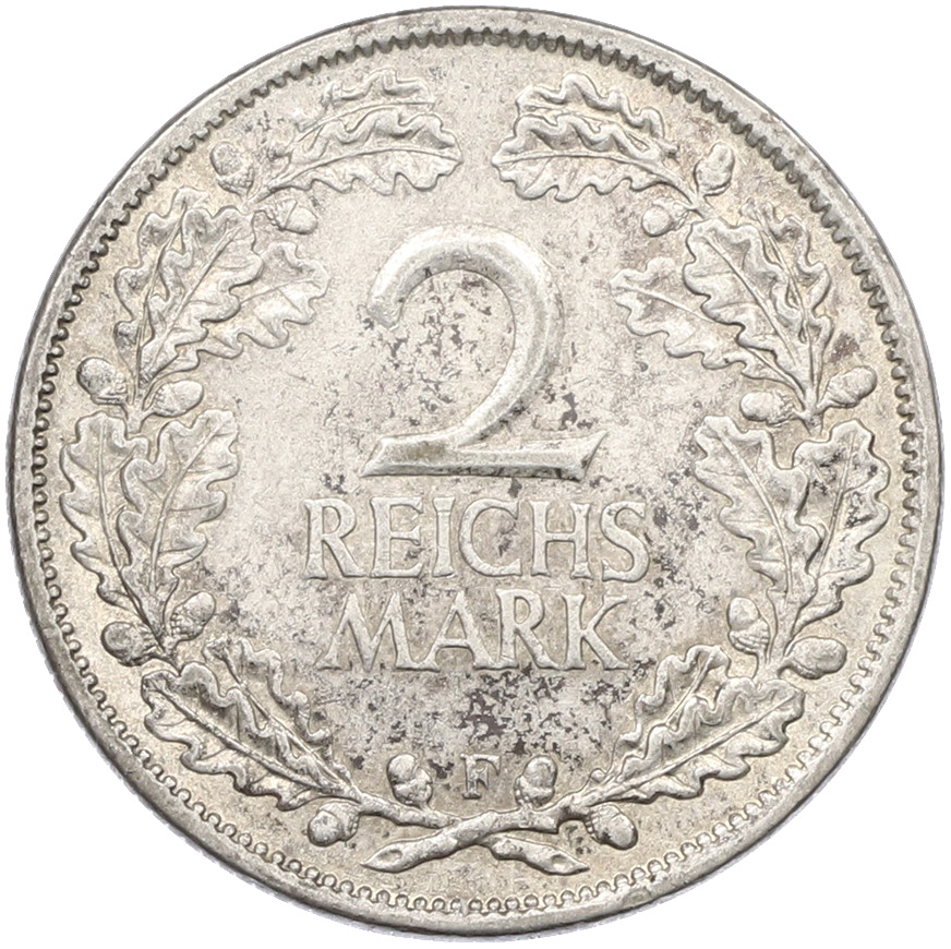 2 рейхсмарки 1925 года F Германия — Фото №1