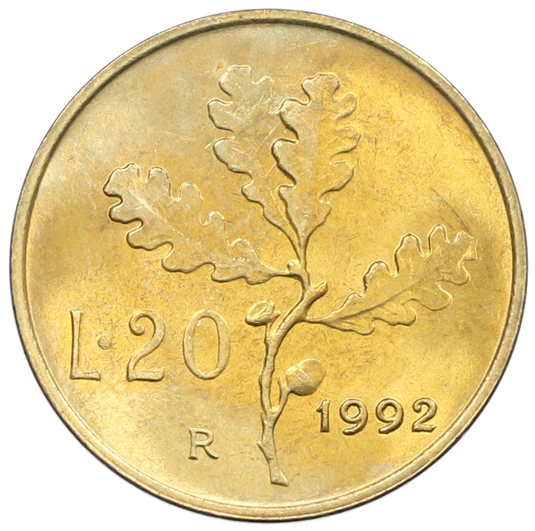 20 лир 1992 года Италия — Фото №1