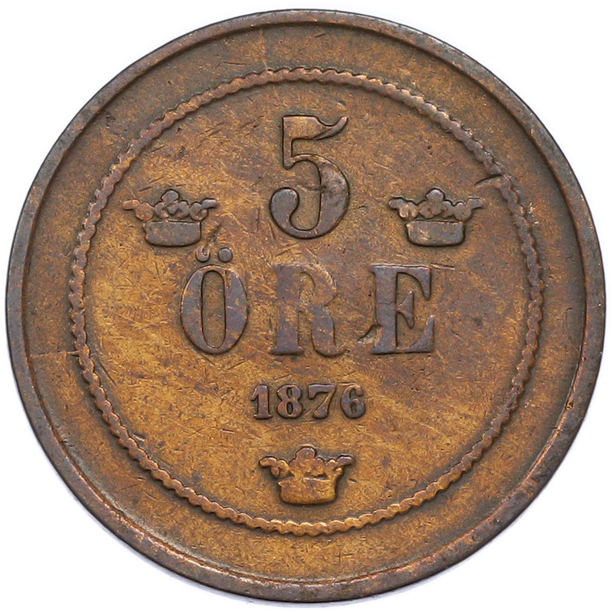 5 эре 1876 года Швеция — Фото №1