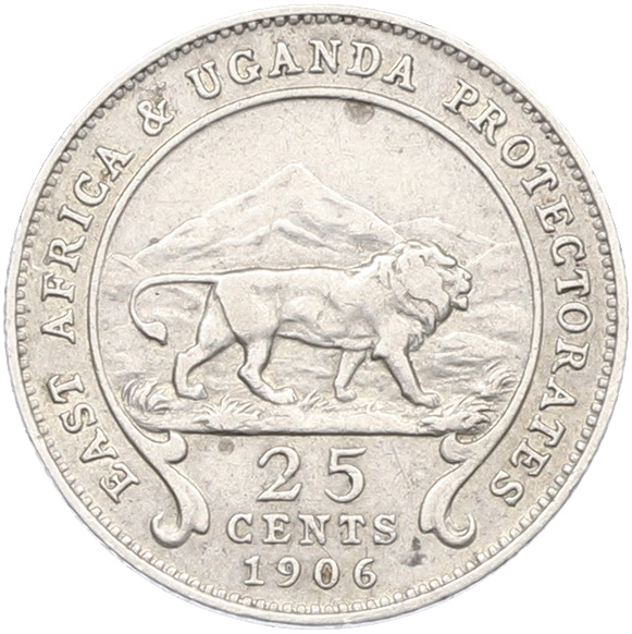 25 центов 1906 года Британская Восточная Африка и Уганда — Фото №1