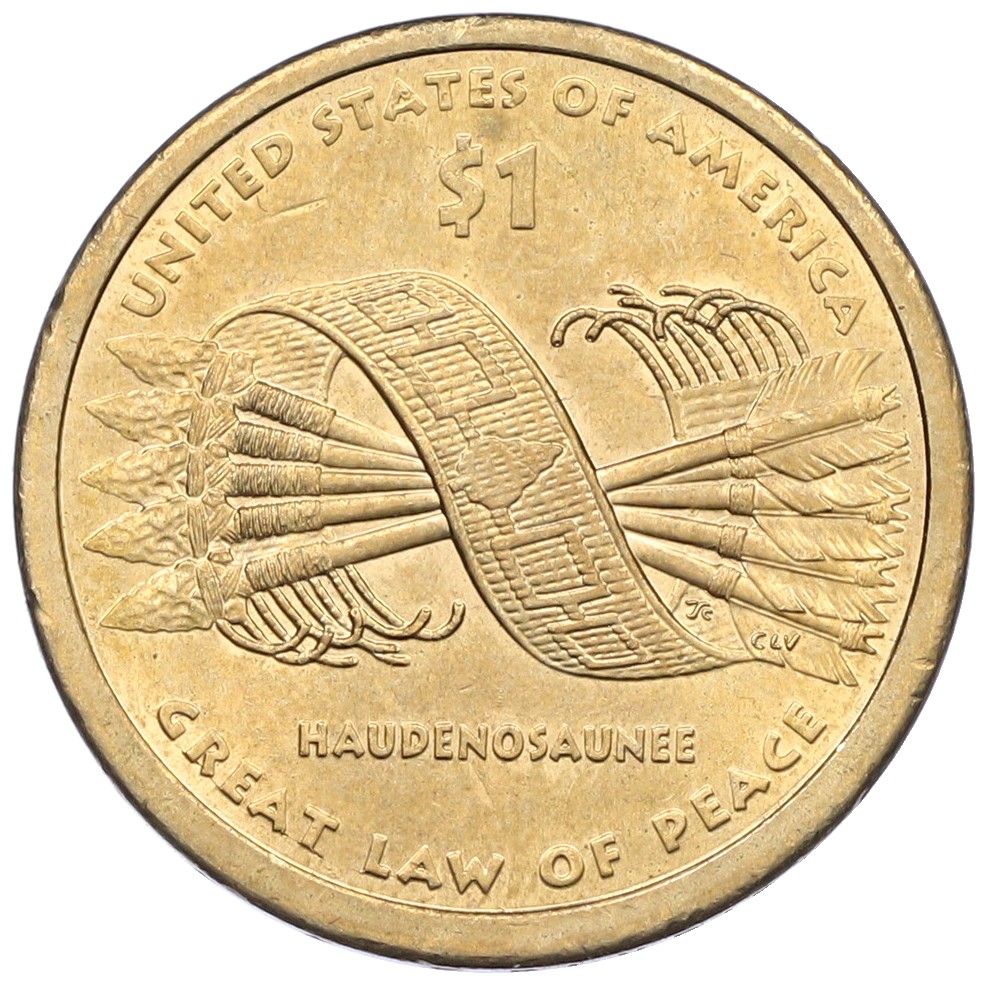 1 доллар 2010 года (Р) США «Коренные американцы (Сакагавея) — Великий закон о мире (Стрелы)» — Фото №1