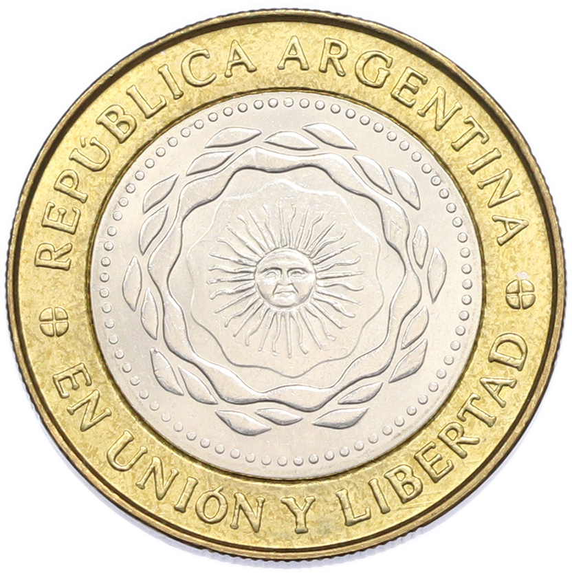 2 песо 2010 года Аргентина — Фото №2