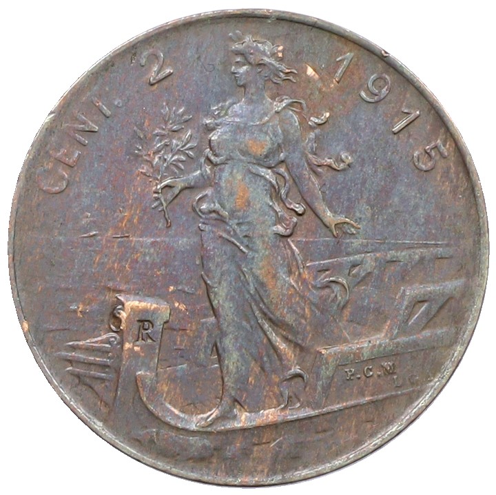 2 чентезимо 1915 года Италия — Фото №1