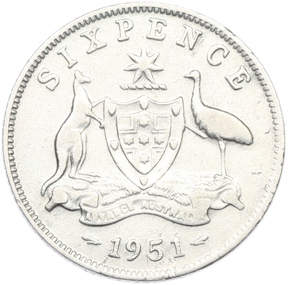6 пенсов 1951 года Австралия — Фото №1