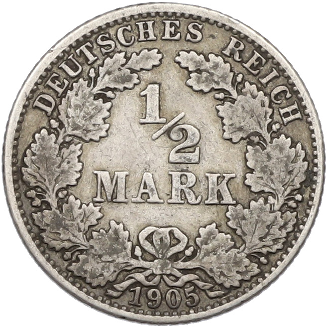 1/2 марки 1905 года J Германия — Фото №1