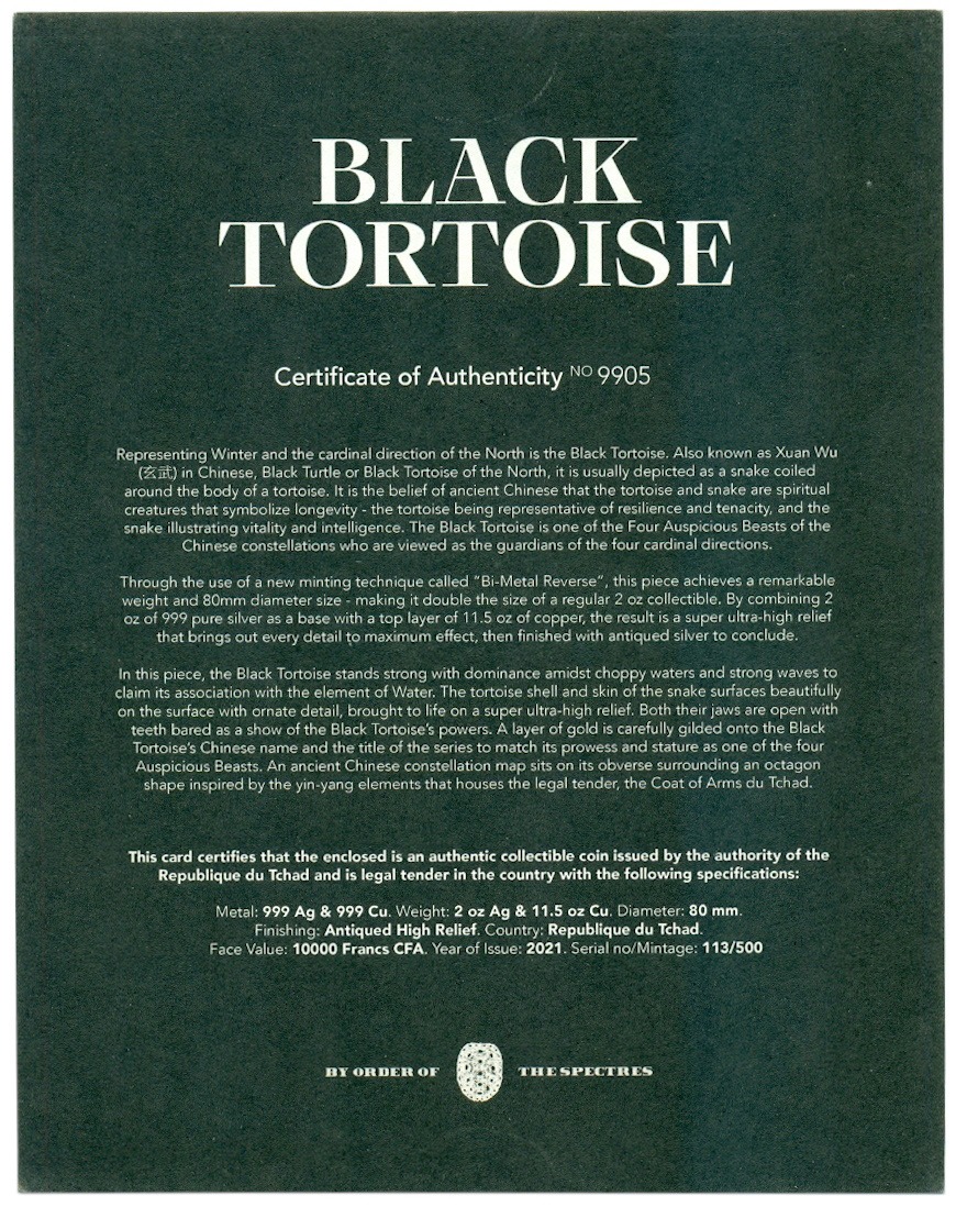 10000 франков 2021 года Чад «Черная черепаха» — Фото №3