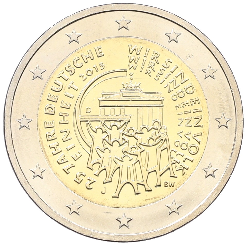 2 евро 2015 года J Германия «25 лет объединению Германии» — Фото №1
