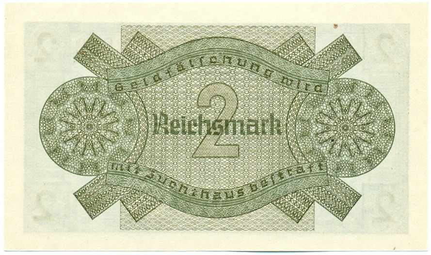 2 рейхсмарки 1940 года Германия (Для оккупированных территорий) — Фото №2
