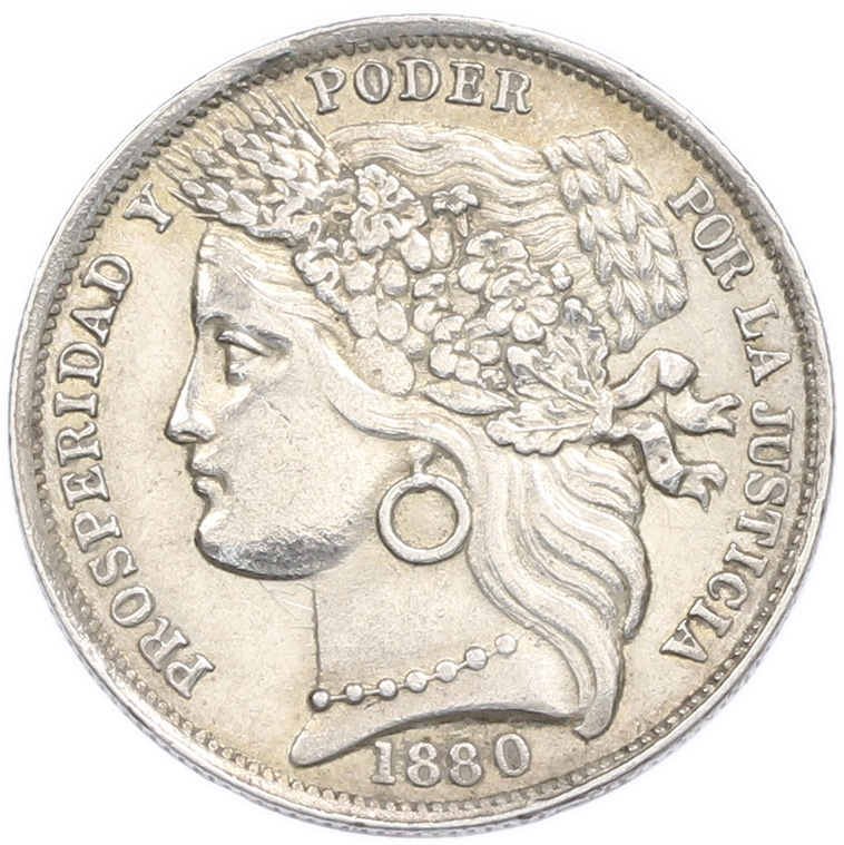 1 песета 1880 года Перу — Фото №1