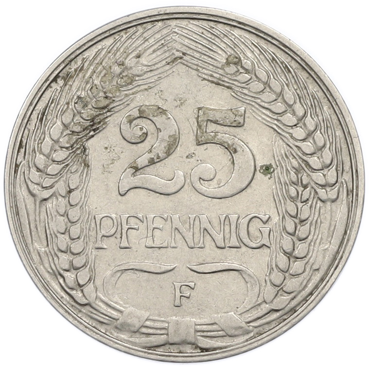 25 пфеннигов 1910 года F Германия — Фото №2