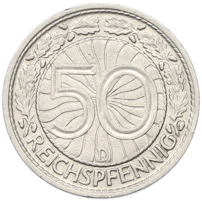 50 рейхспфеннигов 1928 года D Германия — Фото №2