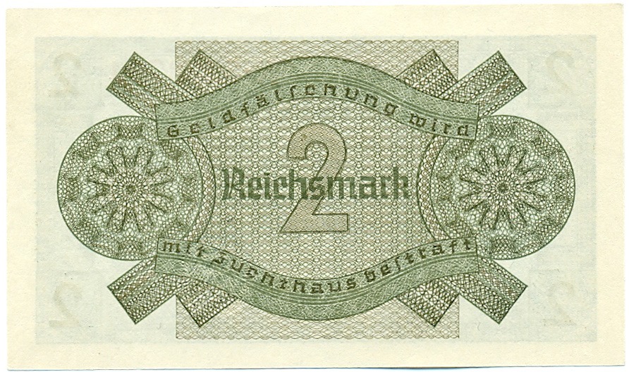 2 рейхсмарки 1940 года Германия (Для оккупированных территорий) — Фото №2