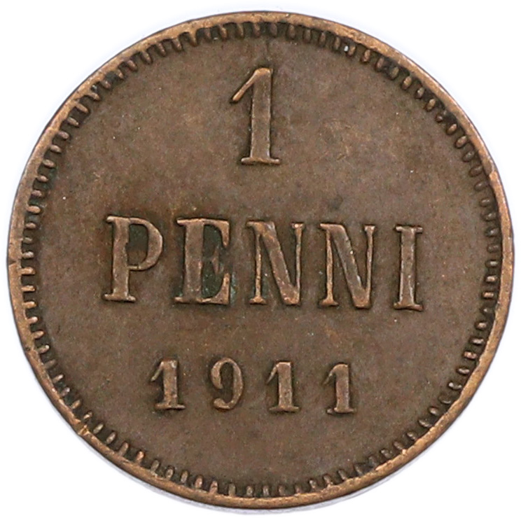 1 пенни 1911 года Русская Финляндия — Фото №1