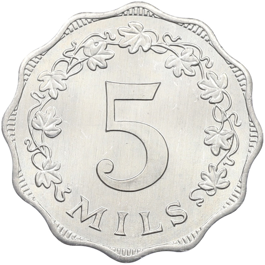 5 милс 1972 года Мальта — Фото №2