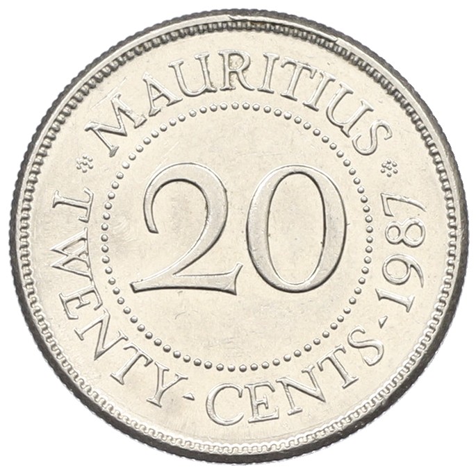 20 центов 1987 года Маврикий — Фото №1