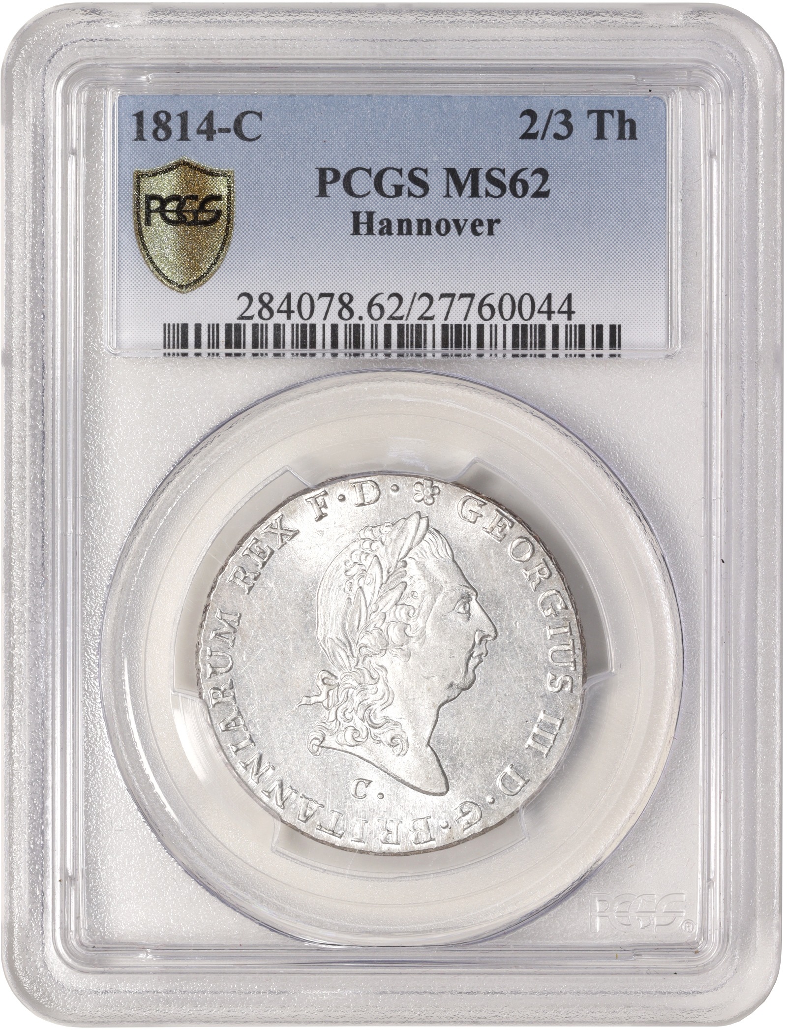 2/3 талера 1814 года Ганновер (Георг III) — в слабе PCGS (Топ-грейд MS62) — Фото №3