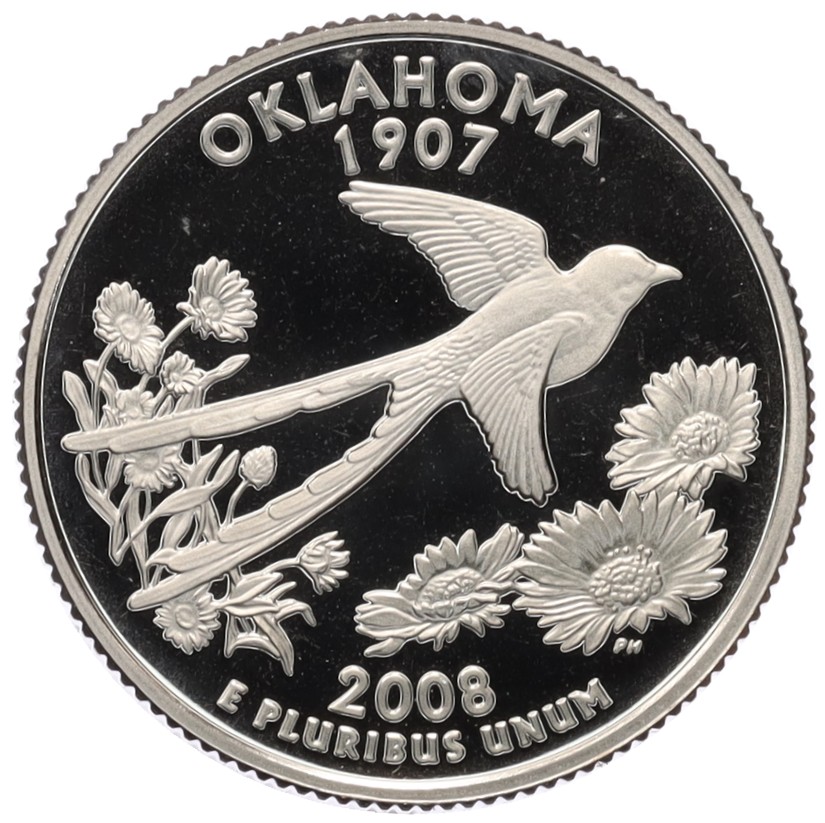 1/4 доллара (25 центов) 2008 года S США «Штаты и территории — Оклахома» — Фото №1