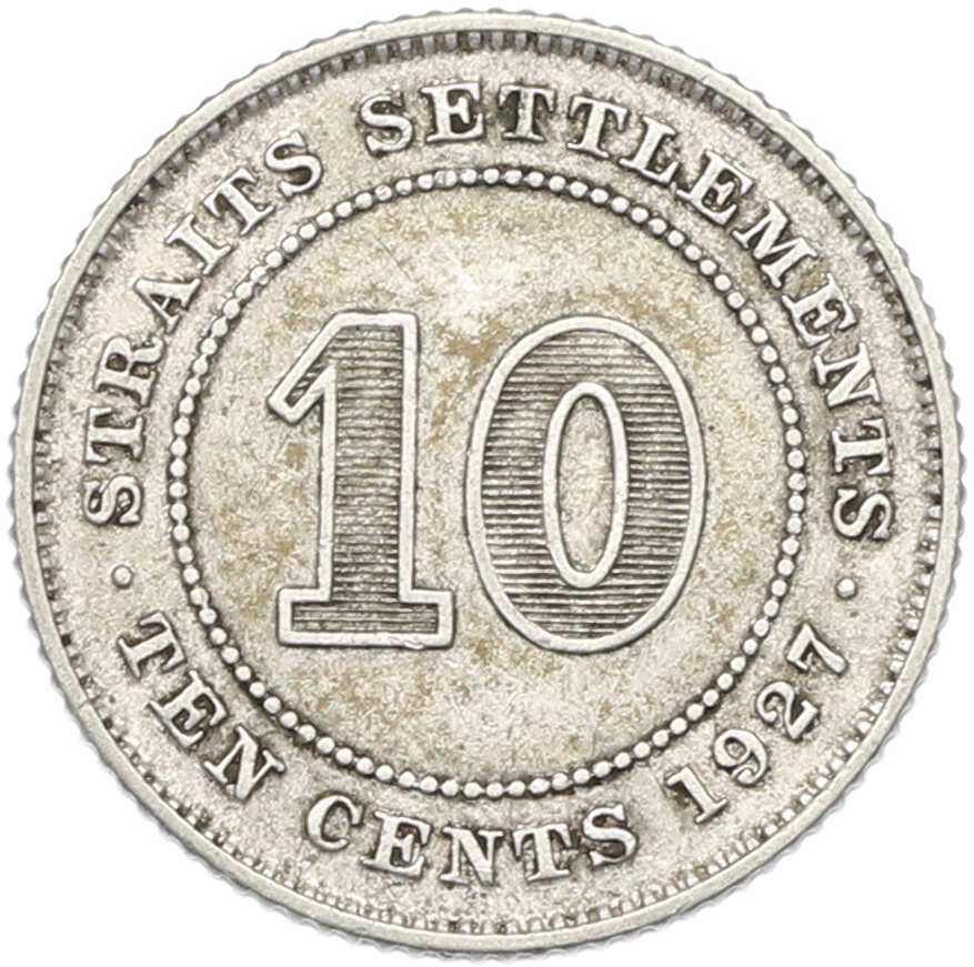 10 центов 1927 года Стрейтс Сетлментс — Фото №1
