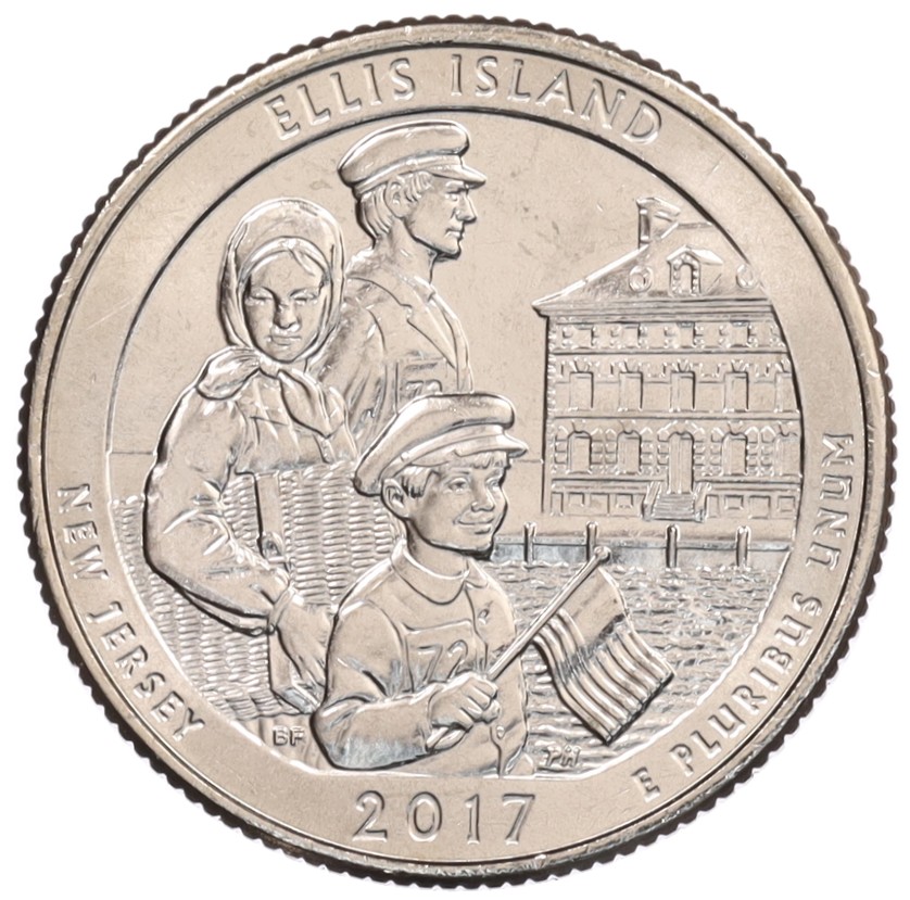 1/4 доллара (25 центов) 2017 года D США «Национальные парки — №39 Национальный монумент острова Эллис» — Фото №1