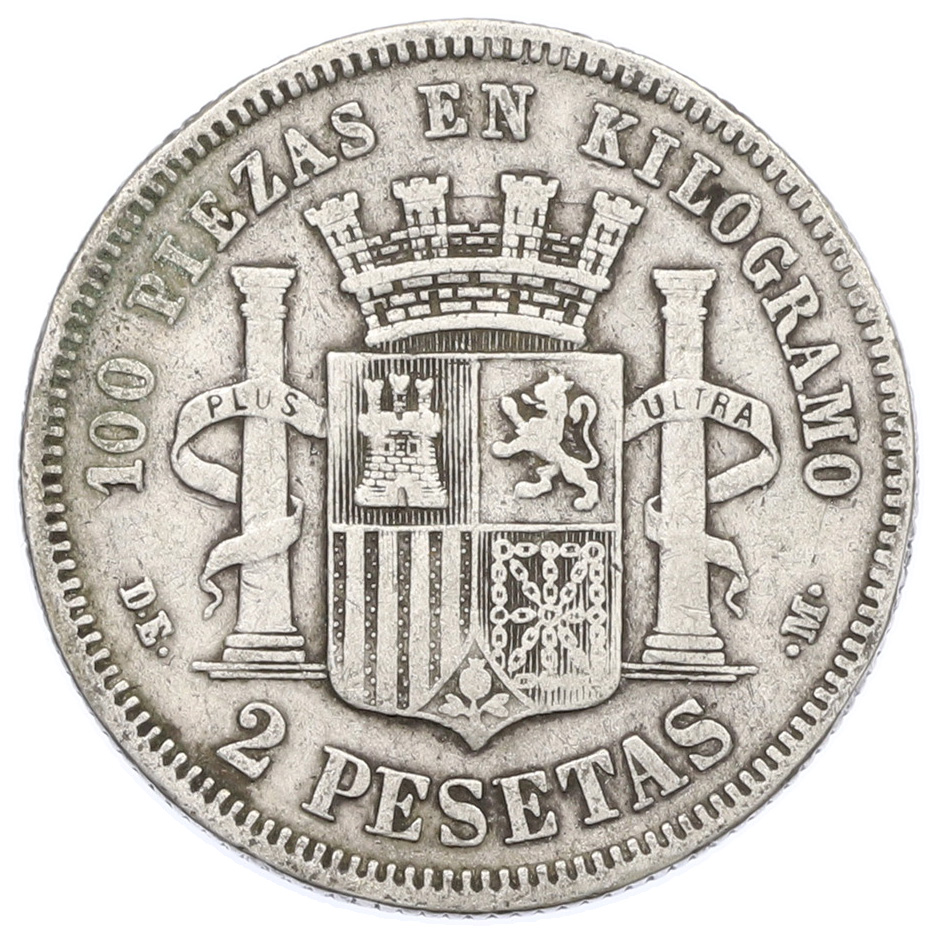 2 песеты 1870 (74) года Испания — Фото №2