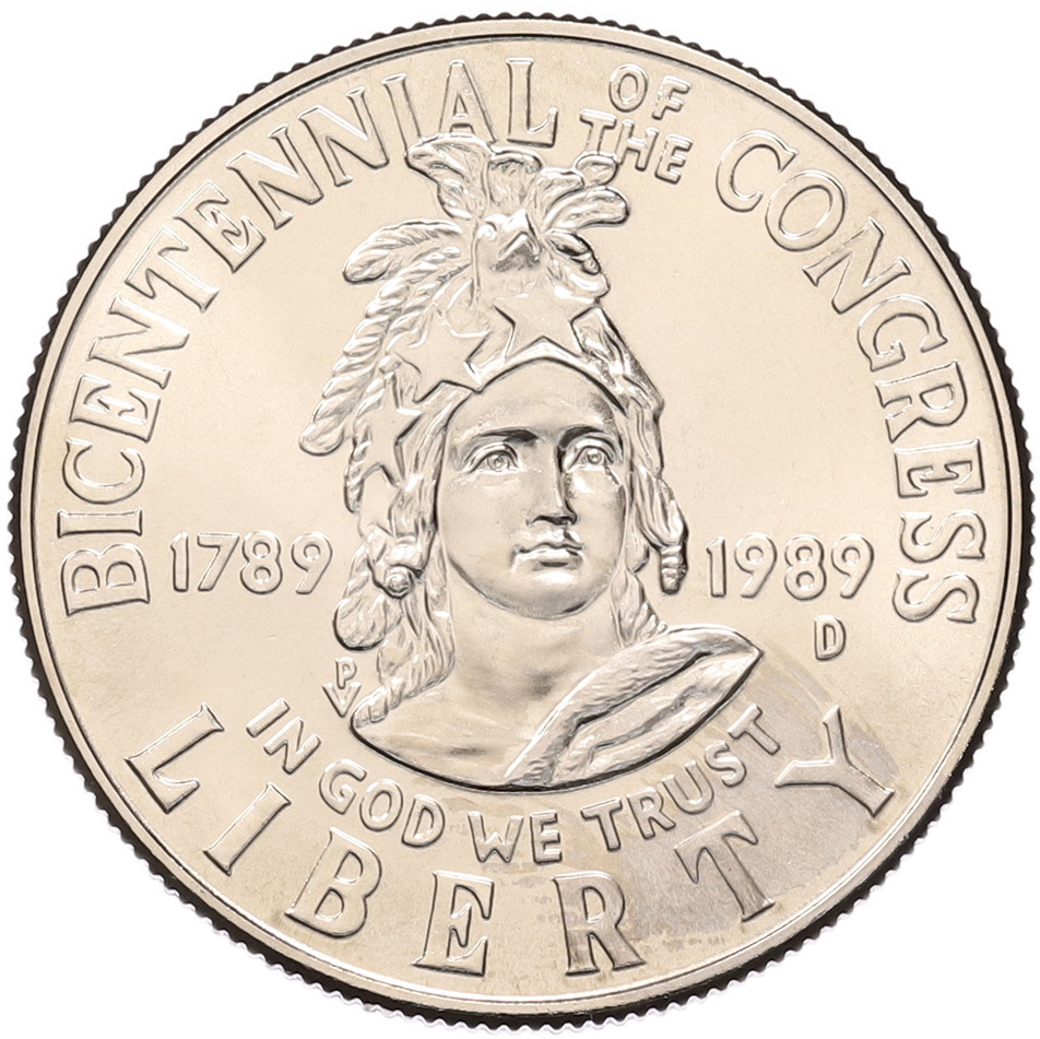 1/2 доллара (50 центов) 1989 года D США «200 лет Конгрессу» — Фото №1