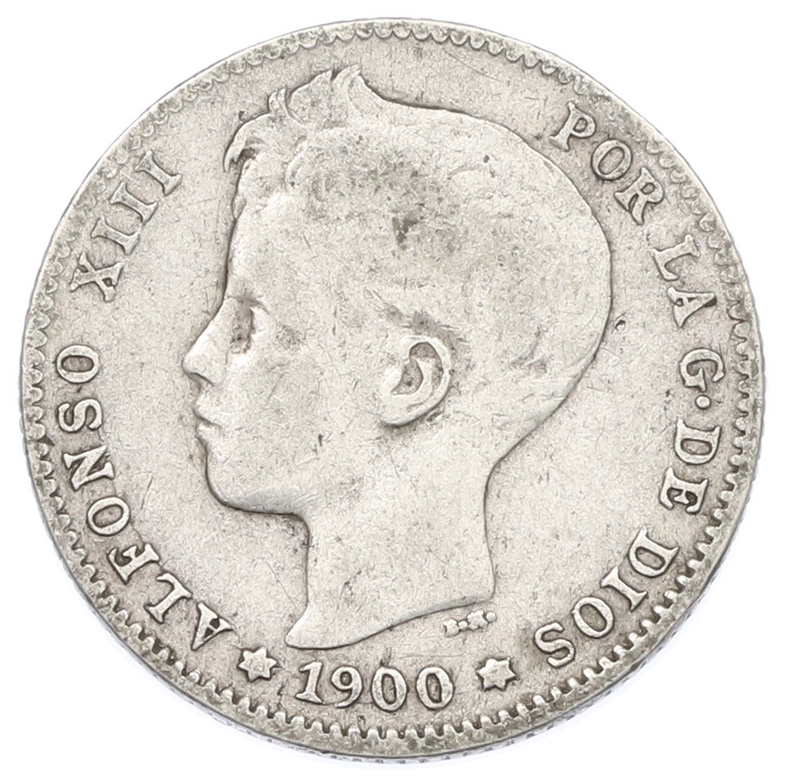 1 песета 1900 года Испания — Фото №1