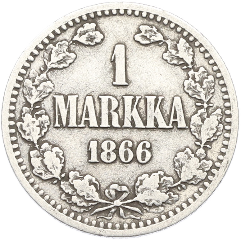 1 марка 1866 года Русская Финляндия — Фото №1