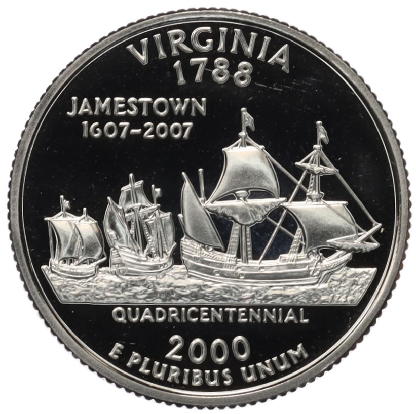 1/4 доллара (25 центов) 2000 года S США «Штаты и территории — Вирджиния» — Фото №1