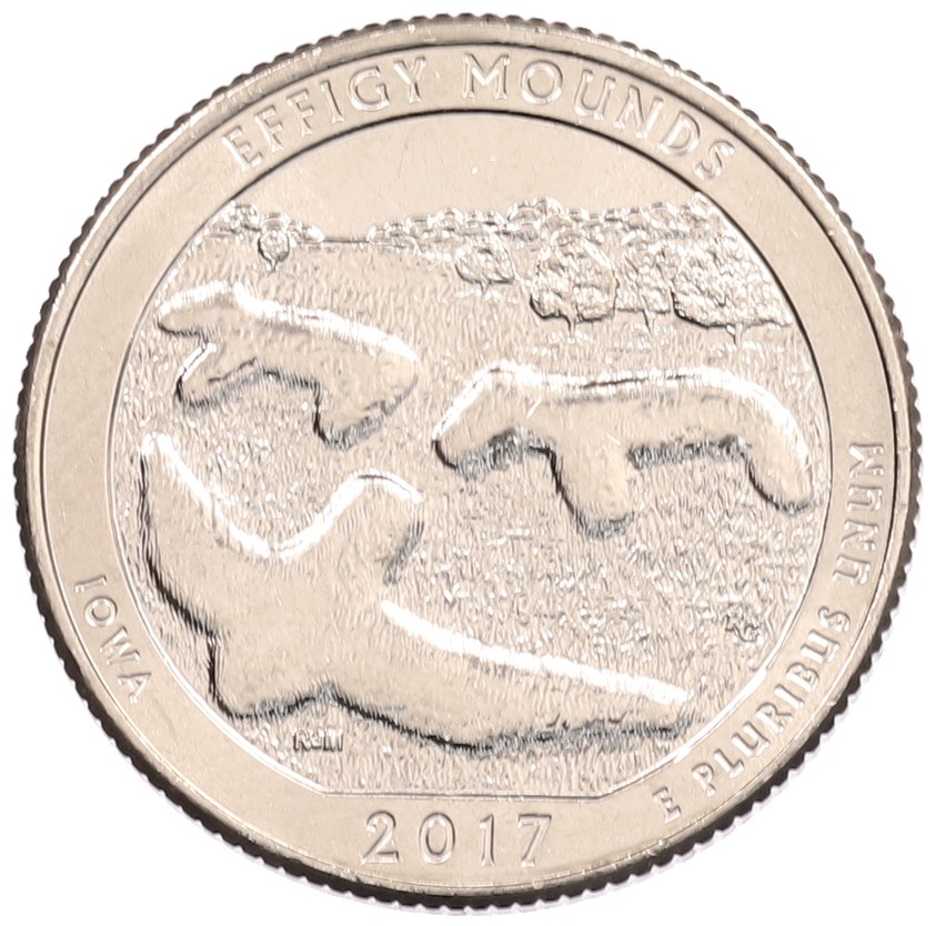 1/4 доллара (25 центов) 2017 года D США «Национальные парки — №36 Национальный парк Эффиджи Маундс (Фигурные Курганы)» — Фото №1