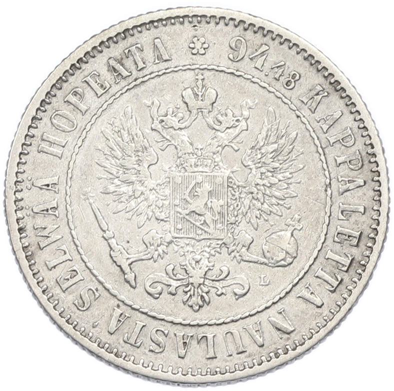 1 марка 1890 года Русская Финляндия — Фото №2