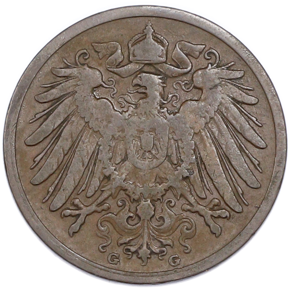 2 пфеннига 1905 года G Германия — Фото №2