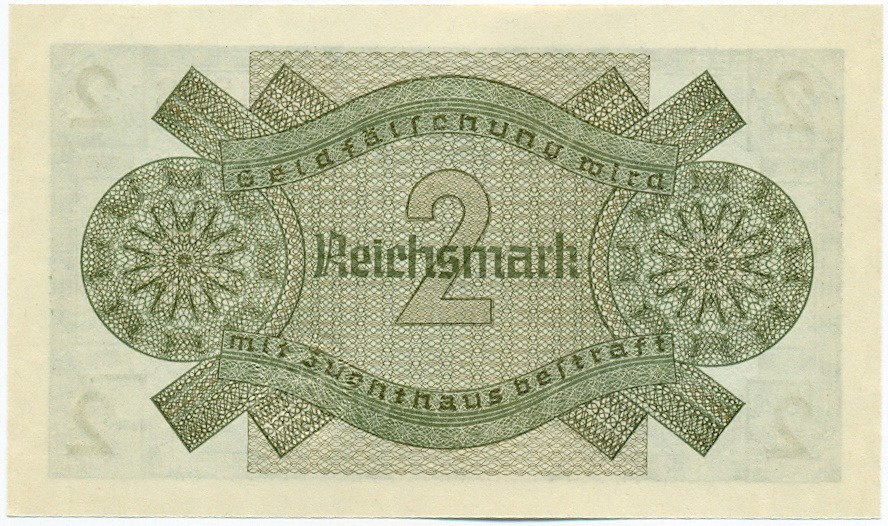 2 рейхсмарки 1940 года Германия (Для оккупированных территорий) — Фото №2