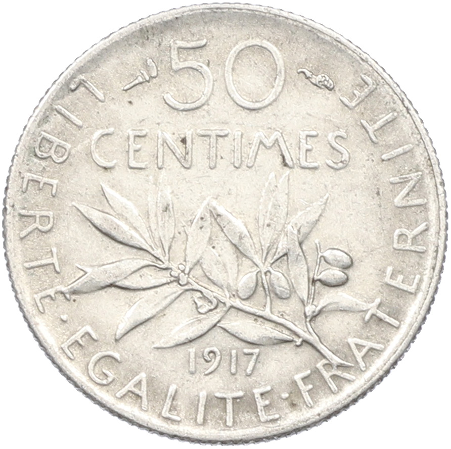 50 сантимов 1917 года Франция — Фото №1