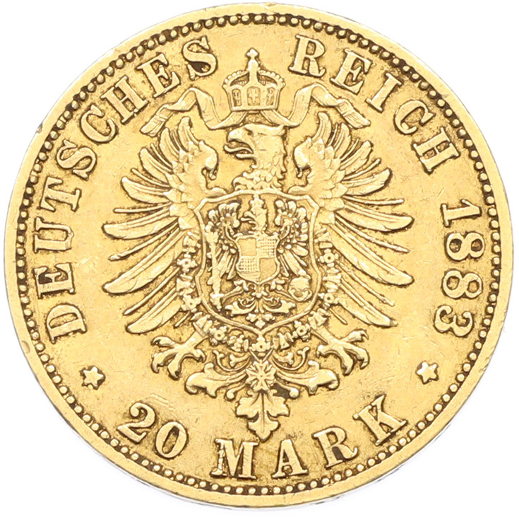 20 марок 1883 года A Германия (Пруссия) — Фото №2